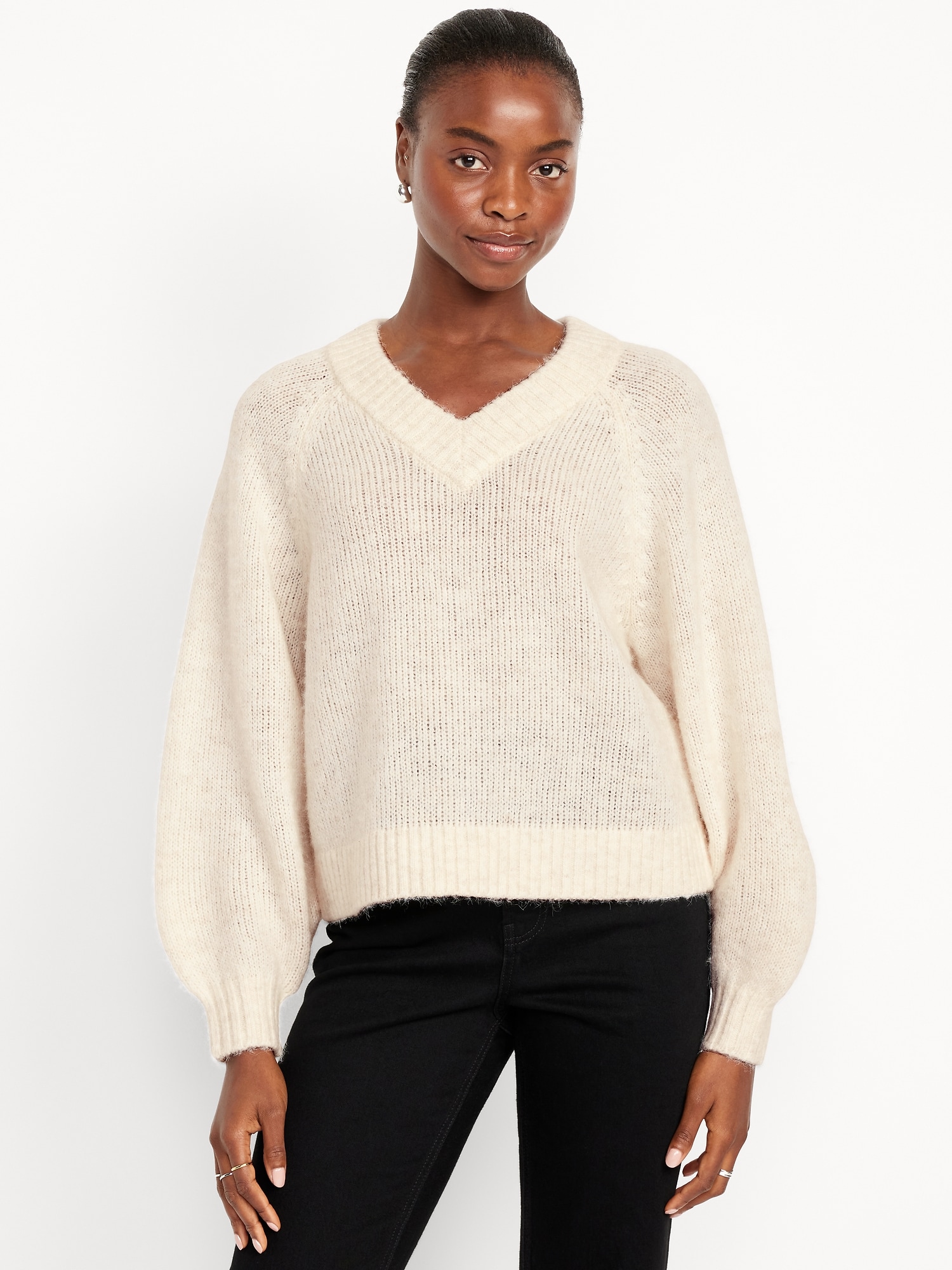 Cozy Cropped V-Neck Sweater | Old Navy