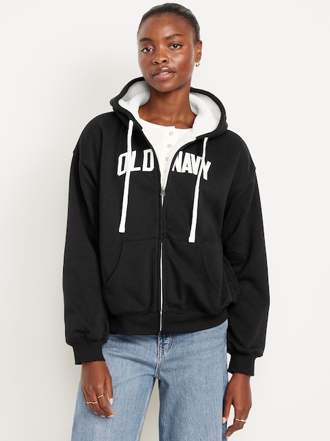 Oversized Logo-Graphic Hoodie Sweatshirt - Black Jack