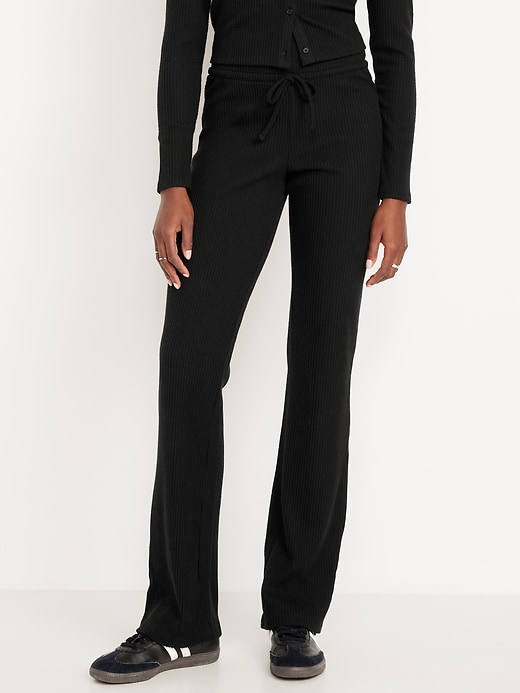 Image number 1 showing, Extra High Waisted Sweater Ribbed Flare Pant