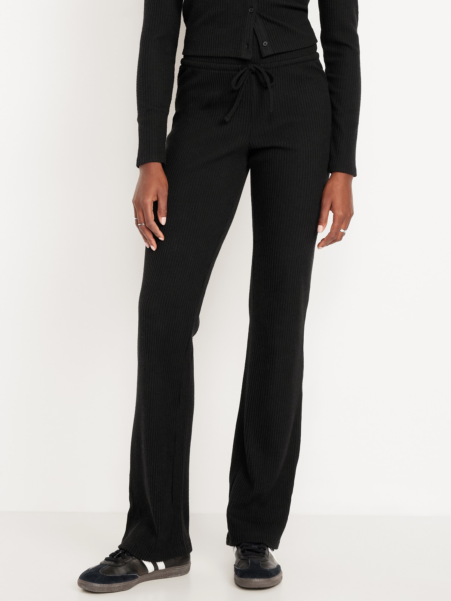 Extra High Waisted Sweater Ribbed Flare Pant