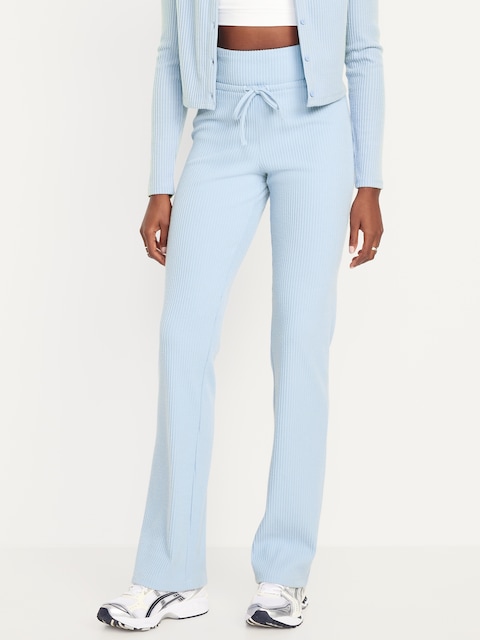 Extra High Waisted Sweater Ribbed Flare Pant - Peri Heir