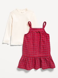 Image number 2 showing, Mock-Neck Top and Plaid Dress Set for Baby
