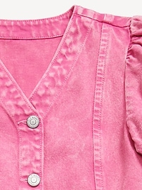 Image number 4 showing, Short-Sleeve Fit and Flare Jean Dress for Girls