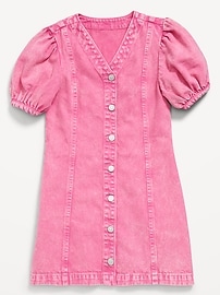 Image number 3 showing, Short-Sleeve Fit and Flare Jean Dress for Girls