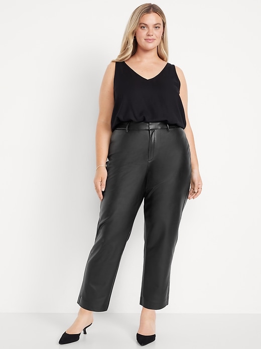 Image number 5 showing, High-Waisted Faux-Leather Pixie Straight Pants