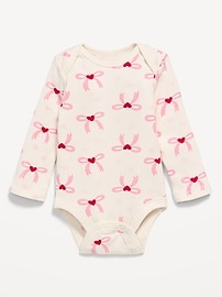 Image number 1 showing, Printed Long-Sleeve Ribbed Bodysuit for Baby
