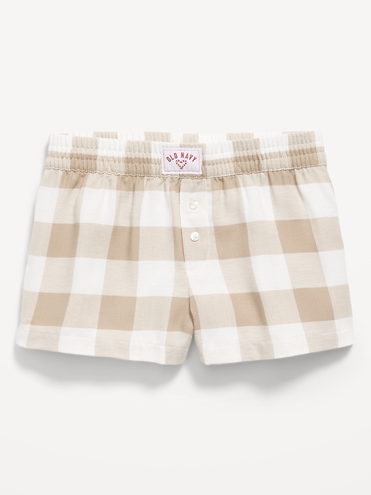 Image number 1 showing, Flannel Plaid Boxer Pajama Shorts for Girls