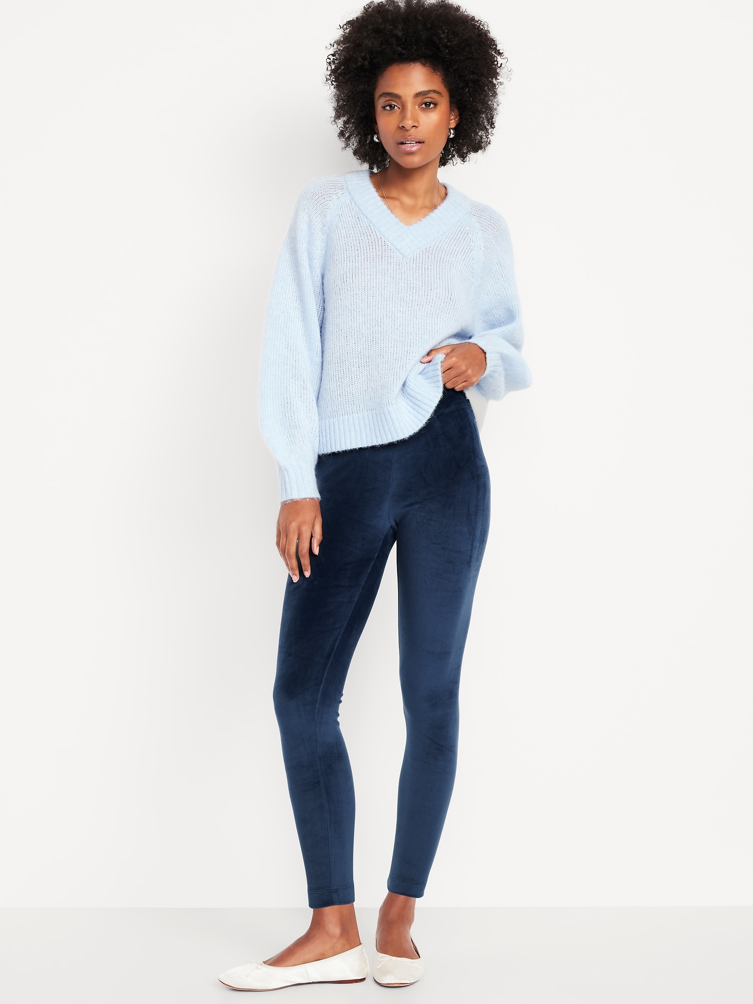 High-Waisted Velour Fashion Ankle Leggings