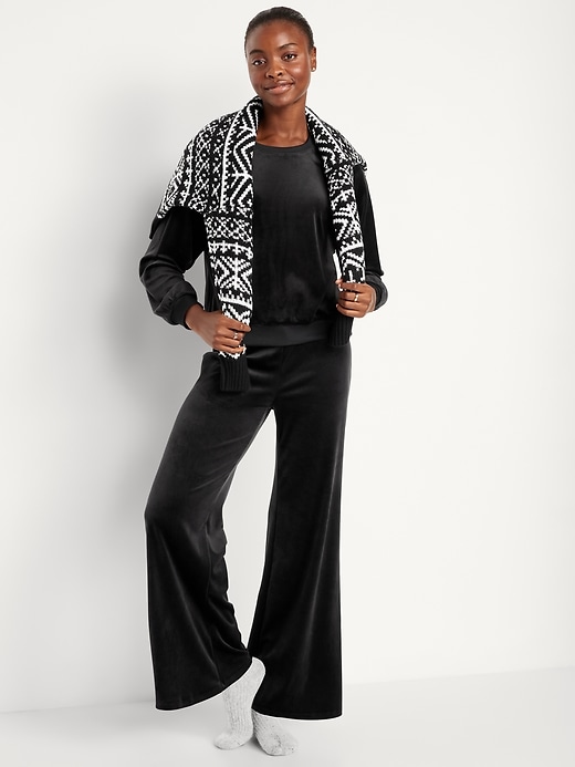 Image number 3 showing, High-Waisted Velour Flare Lounge Pants