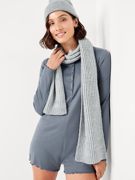 Image number 3 showing, Long-Sleeve Pointelle Henley Pajama Romper