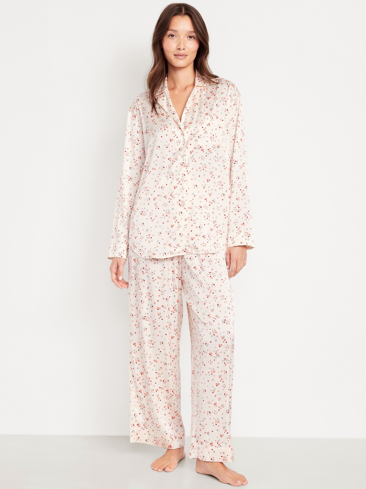 Printed Satin Pajama Pant Set for Women