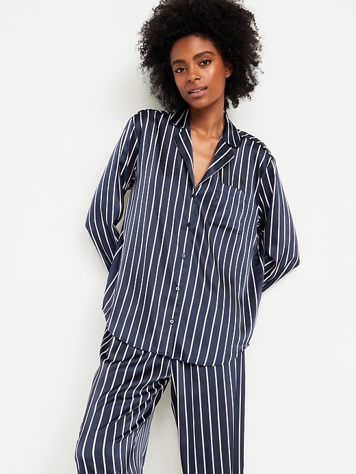 Image number 3 showing, Printed Satin Pajama Pant Set for Women