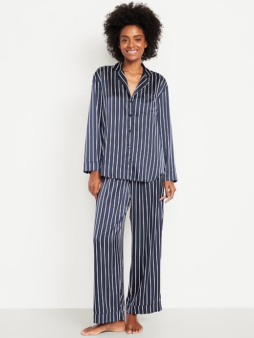 Image number 1 showing, Printed Satin Pajama Pant Set for Women