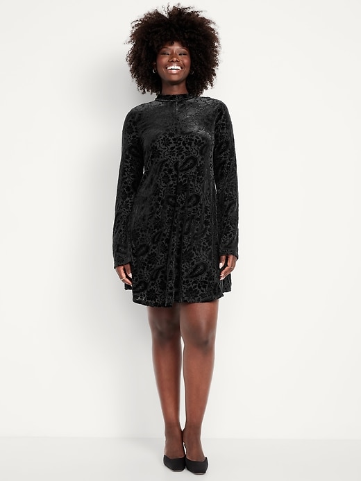 Image number 6 showing, Long-Sleeve Velour Mini Dress