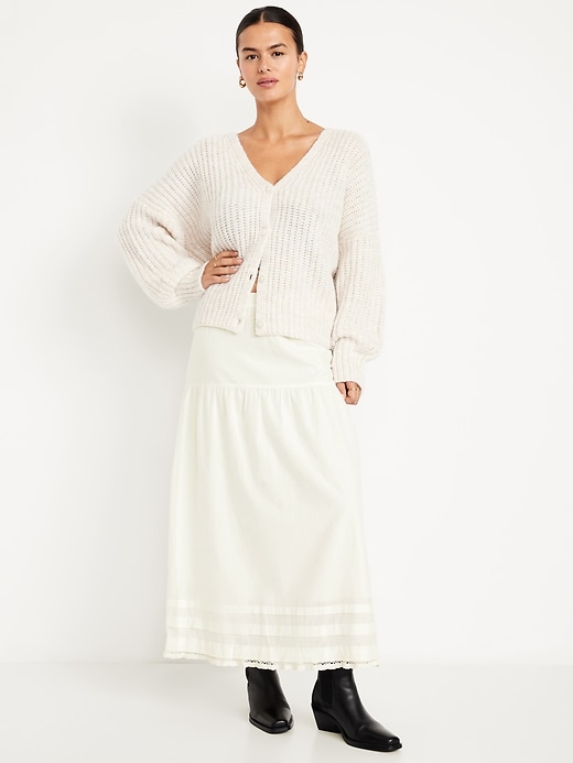 Image number 4 showing, High-Waisted Tiered A-Line Maxi Skirt