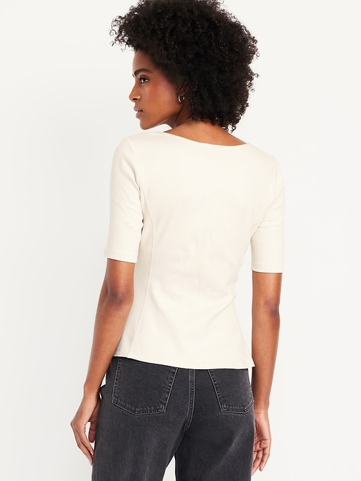 Image number 2 showing, Square-Neck Peplum Top
