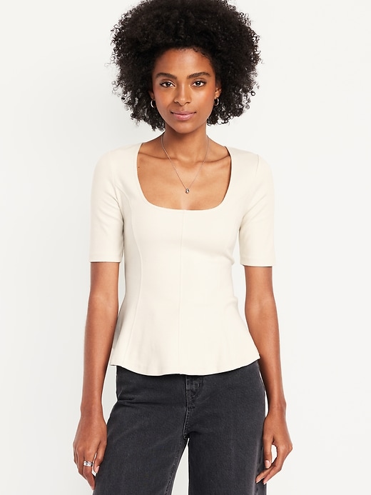 Image number 1 showing, Square-Neck Peplum Top