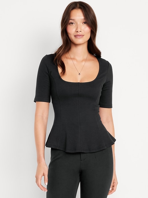 Image number 1 showing, Square-Neck Peplum Top