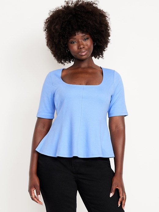 Image number 5 showing, Square-Neck Peplum Top