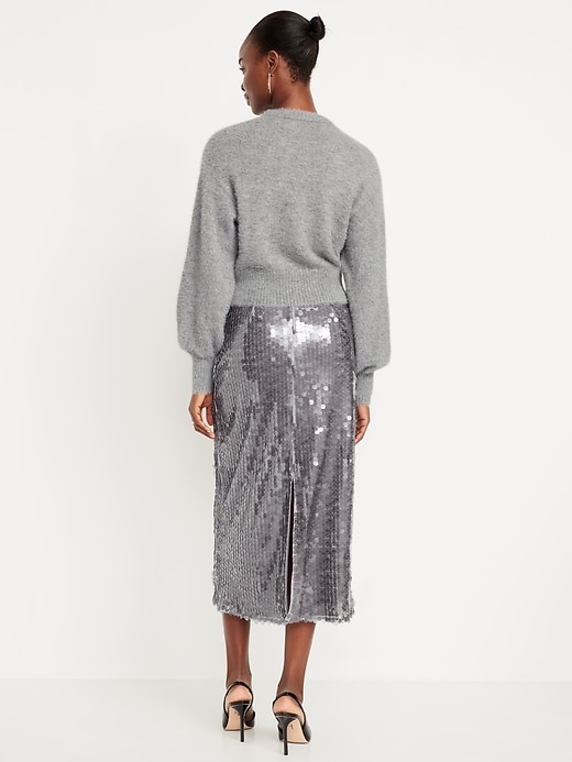 Image number 3 showing, High-Waisted Sequin Midi Pencil Skirt