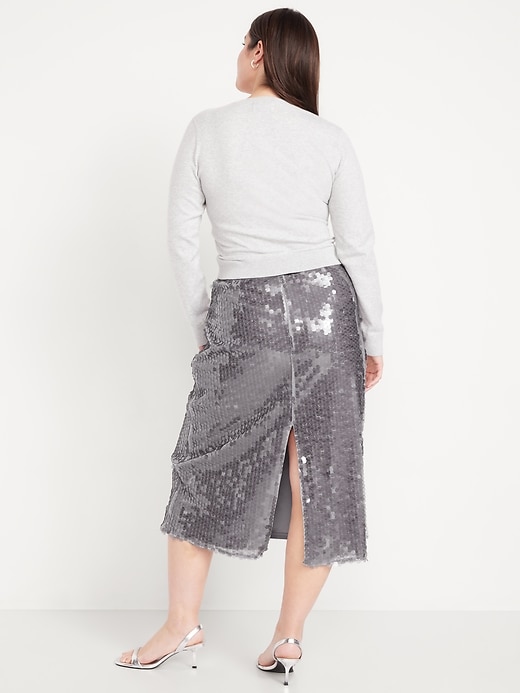 Image number 7 showing, High-Waisted Sequin Midi Pencil Skirt