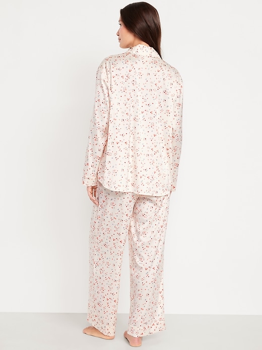 Image number 2 showing, Printed Satin Pajama Pant Set for Women