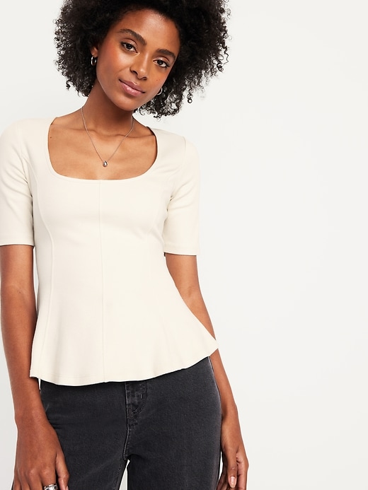 Image number 3 showing, Square-Neck Peplum Top