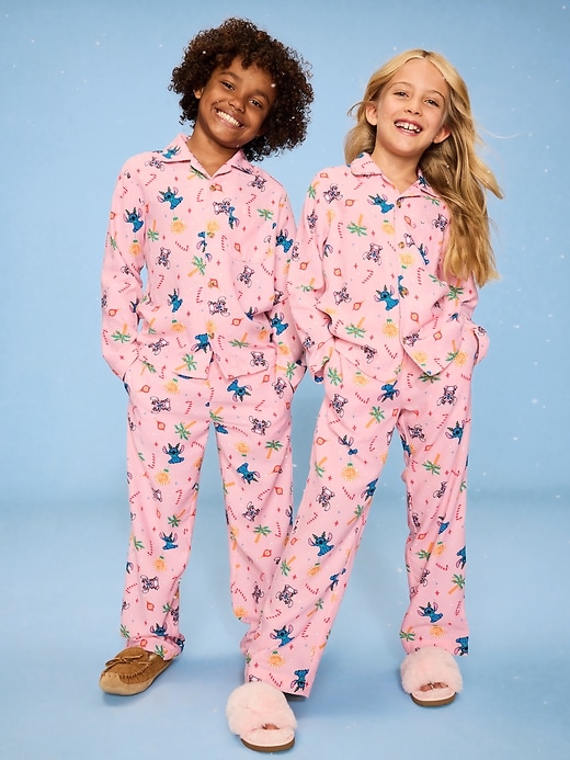 Image number 1 showing, Old Navy x Disney Gender-Neutral Button-Front Graphic Pajama Set for Kids