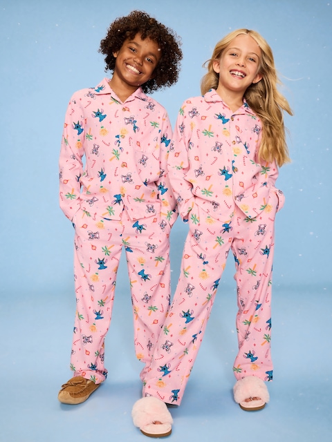 Old Navy x Disney Gender-Neutral Button-Front Graphic Pajama Set for Kids - Pink Stitch (Match The Fam!)