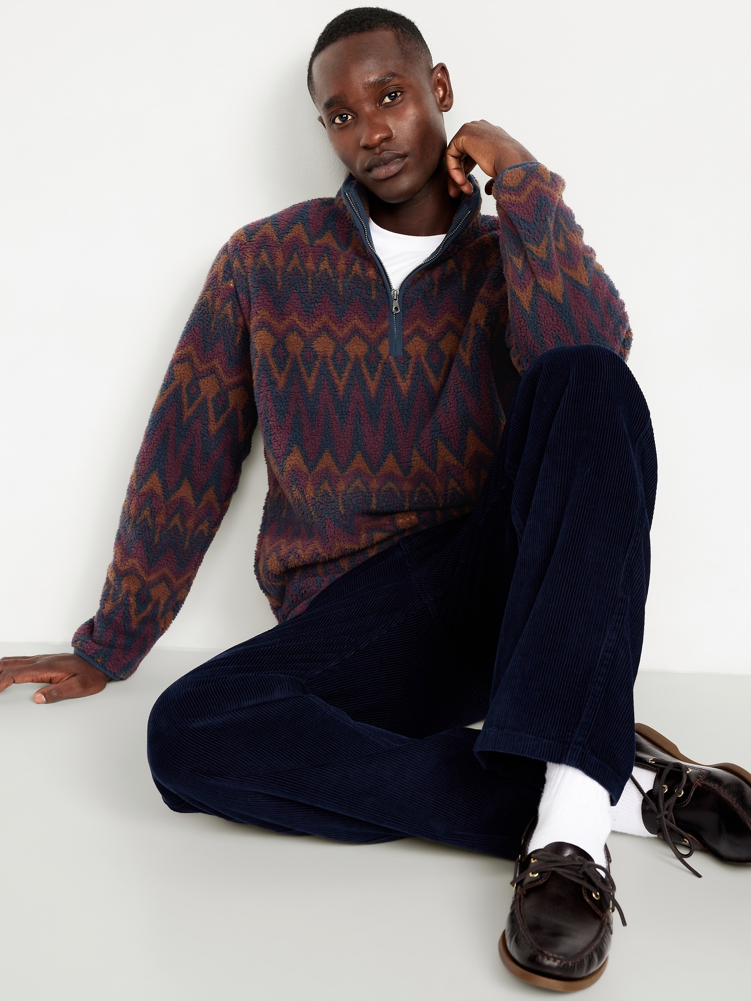 〜90s PRONTI pony hair シャツジャケット ブラック XL Printed Sherpa Quarter-Zip Pullover | Old Navy