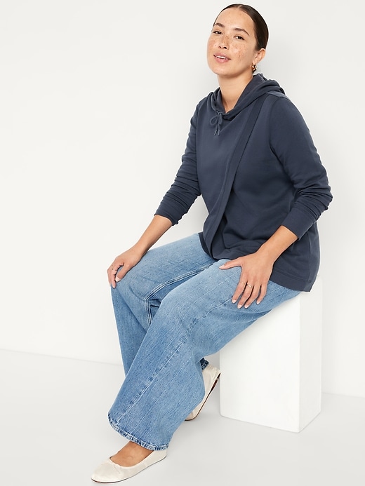 Image number 2 showing, Maternity Cross-Front Nursing Pullover Hoodie