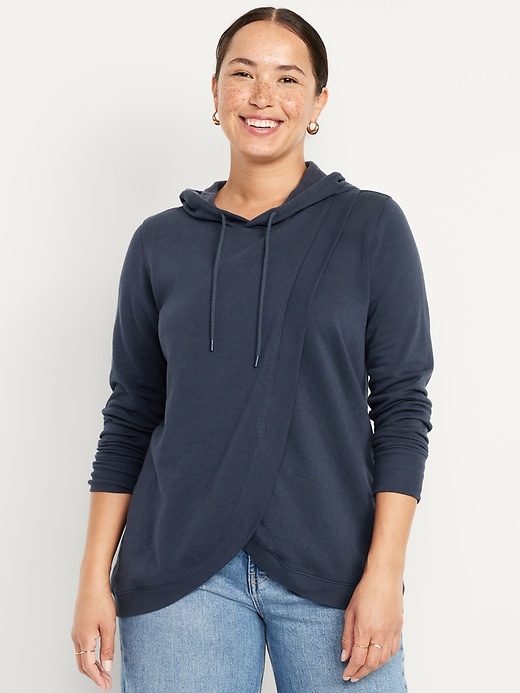 Image number 1 showing, Maternity Cross-Front Nursing Pullover Hoodie