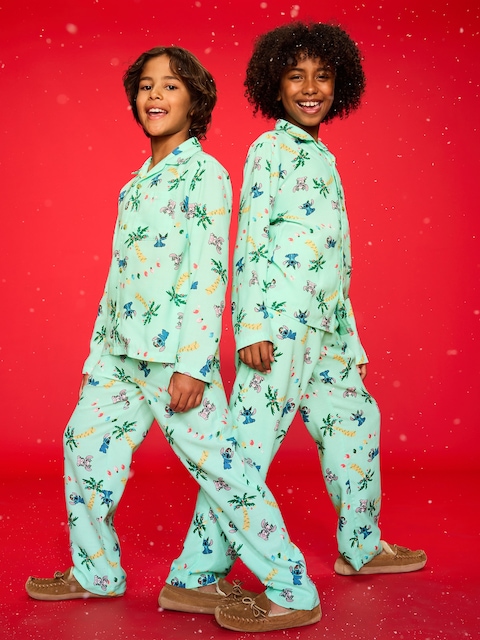 Old Navy x Disney Gender-Neutral Button-Front Graphic Pajama Set for Kids - Blue Stitch (Match The Fam!)