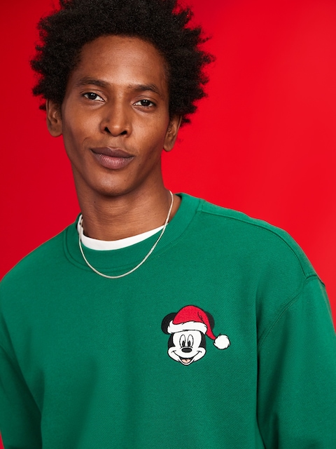 Old Navy x Disney Mickey Mouse Oversized Holiday-Graphic Sweatshirt for Men - Mickey Holiday
