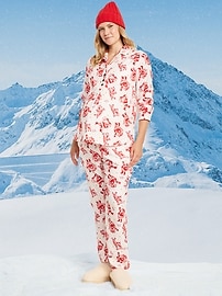 Image number 1 showing, Maternity Printed Flannel Pajama Pant Set