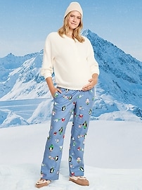Image number 1 showing, Maternity Printed Flannel Pajama Pants