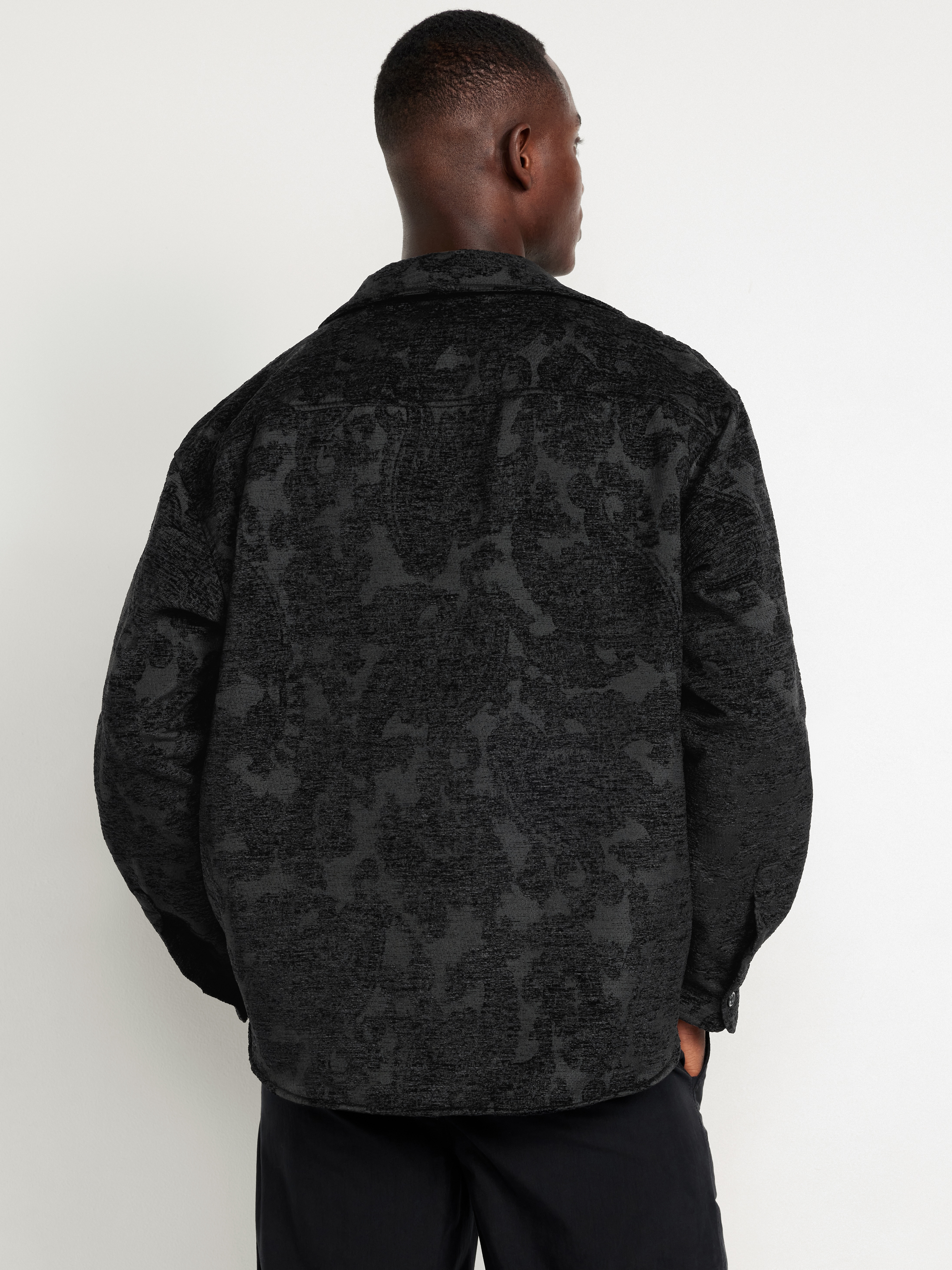 Oversized Button-Down Jacquard Shirt | Old Navy