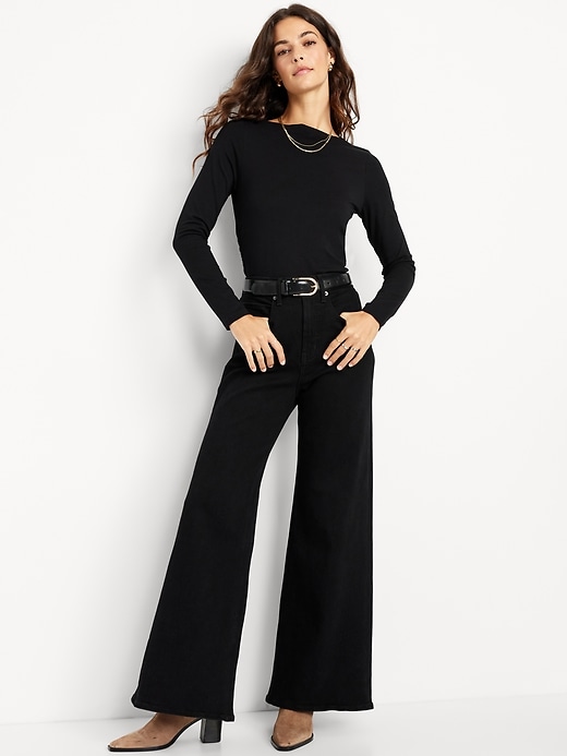 Image number 3 showing, Long-Sleeve Slit-Neck Ruched Top