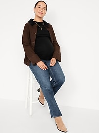 Image number 3 showing, Maternity Long-Sleeve Slit-Neck T-Shirt
