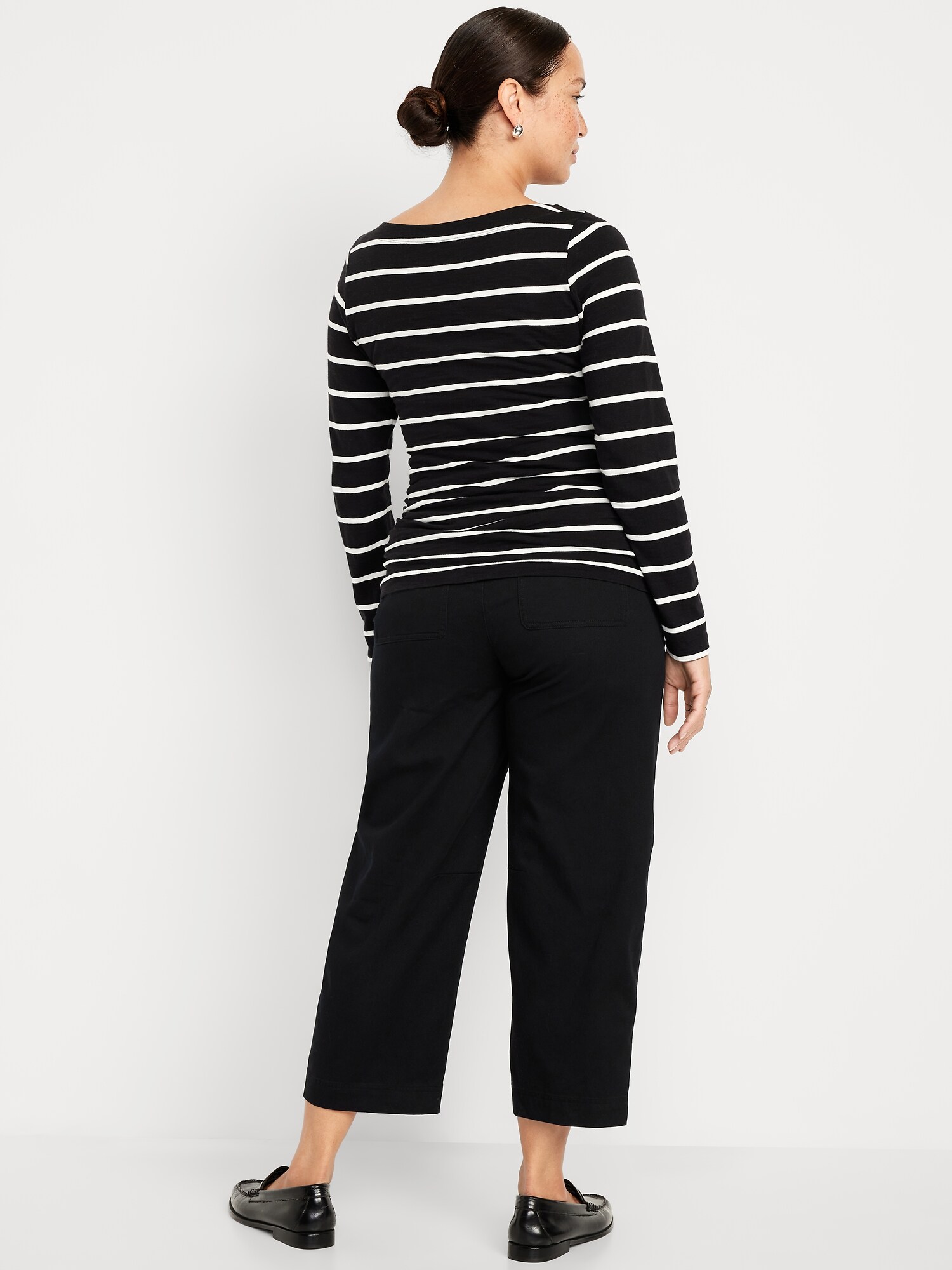 Женские брюки Old Navy Maternity Rollover Waist Barrel Leg Ankle, цвет: Чёрный — фото 3