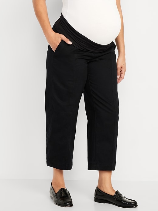 Image number 2 showing, Maternity Rollover Waist Barrel Leg Ankle Pants