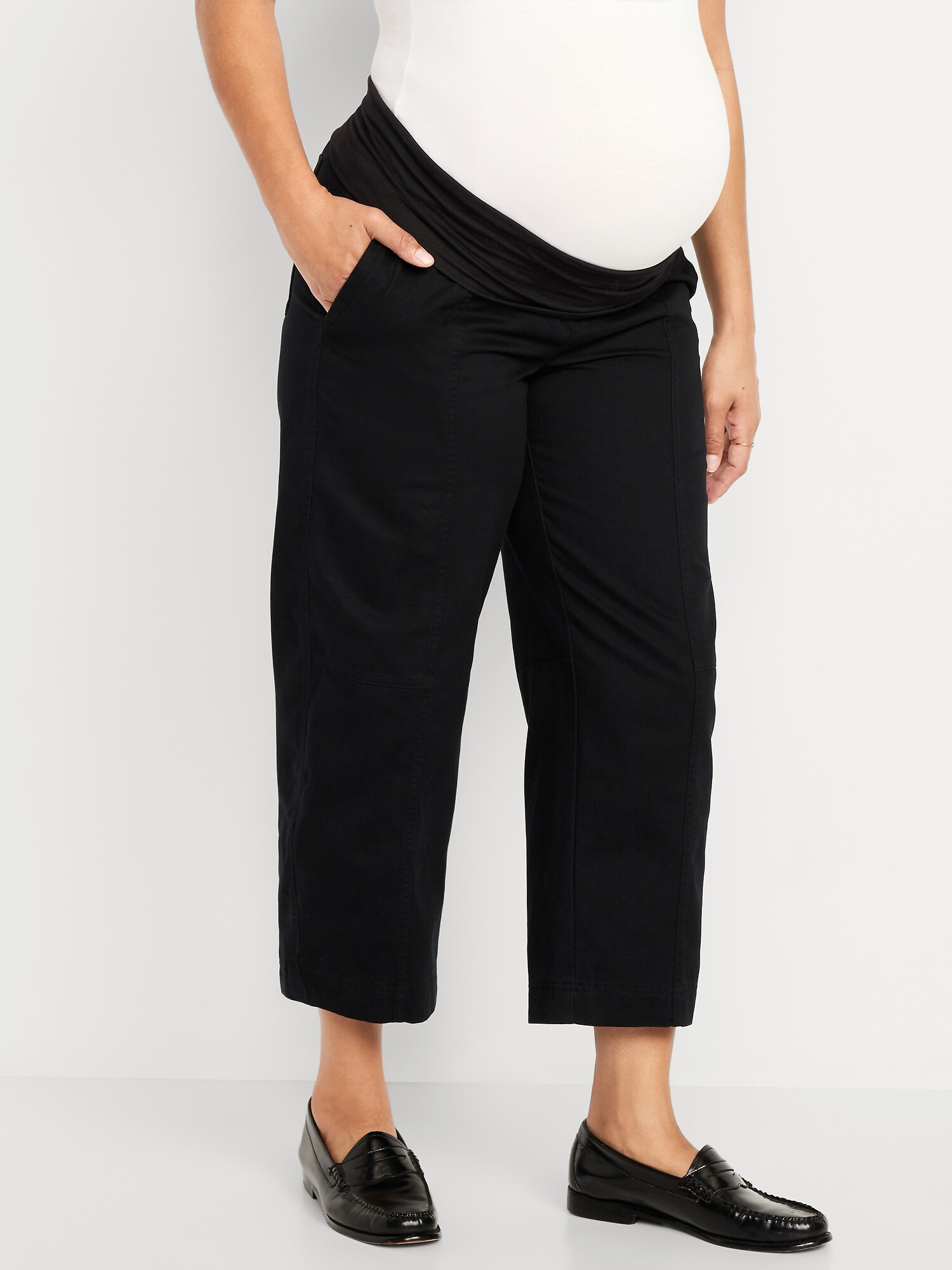 Женские брюки Old Navy Maternity Rollover Waist Barrel Leg Ankle, цвет: Чёрный — фото 2