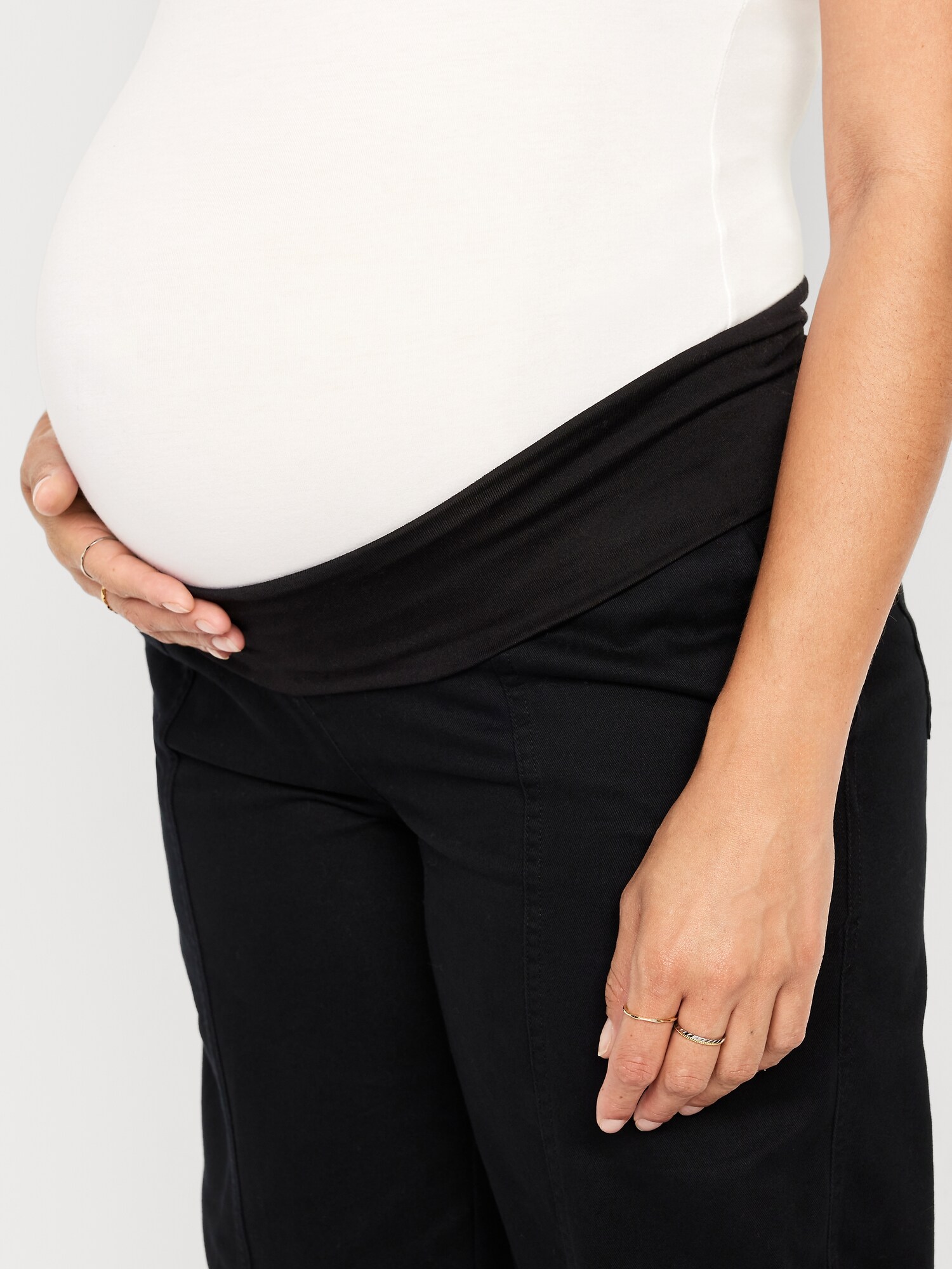 Женские брюки Old Navy Maternity Rollover Waist Barrel Leg Ankle, цвет: Чёрный — фото 5