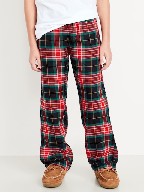 Gender-Neutral Plaid Flannel Pajama Pants for Kids - Black/Red Plaid
