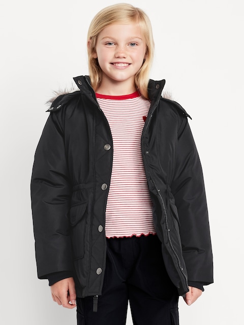 Water-Resistant Parka Jacket for Girls - Black Jack