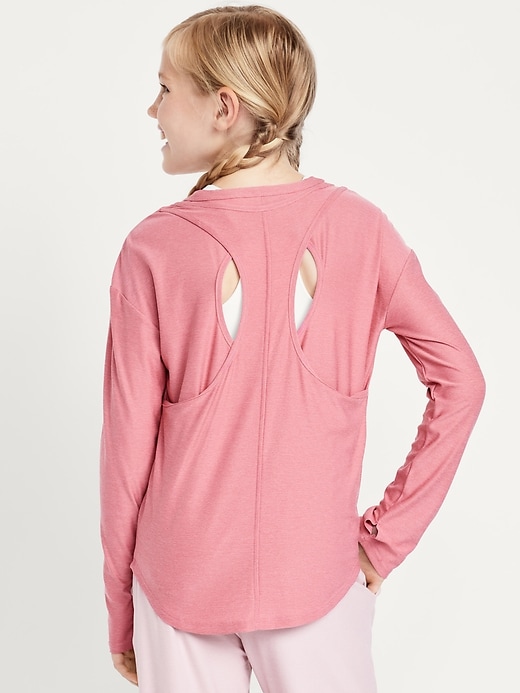 Image number 2 showing, CloudMotion Long-Sleeve Back-Cutout Performance T-Shirt for Girls