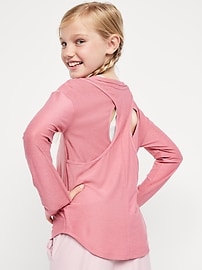 Image number 1 showing, CloudMotion Long-Sleeve Back-Cutout Performance T-Shirt for Girls