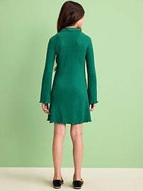 Image number 2 showing, Long-Sleeve Fit and Flare Ribbed Polo Dress for Girls