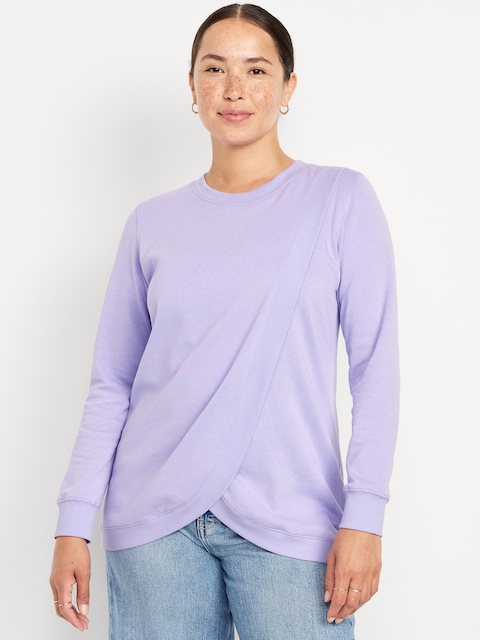 Maternity Cross-Front Nursing Tunic - Lavender Haven