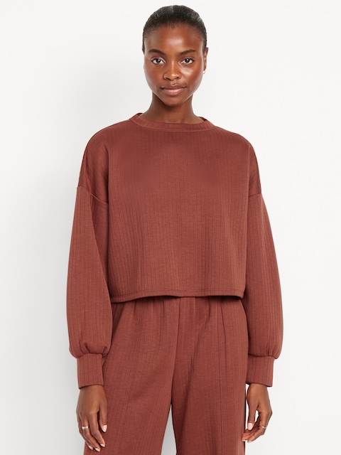 Bounce Fleece Quilted Crew-Neck Top